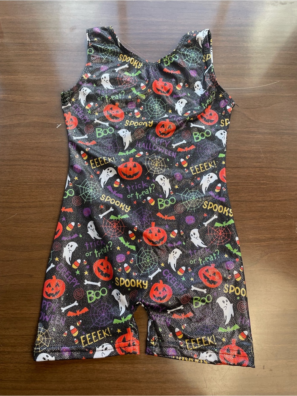 Halloween Kids Black Ghost & Pumpkin Leotard